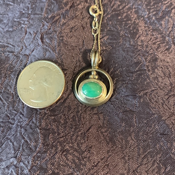 Sterling Silver Turquoise (?) Pendant on 17 inch Sterling Silver Rope Chain - Picture 5 of 7